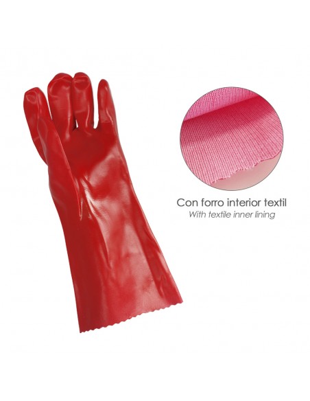 Guantes Pvc Rojo 35 cm. (Par)