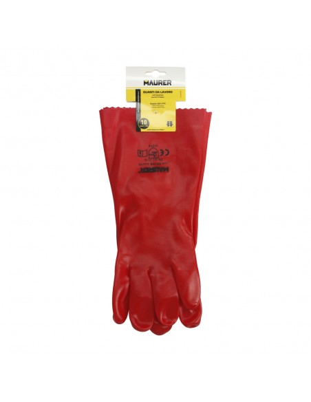 Guantes Pvc Rojo 35 cm. (Par)