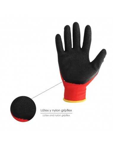 Guantes Latex / Nylon Gripflex Talla  7" (Par)