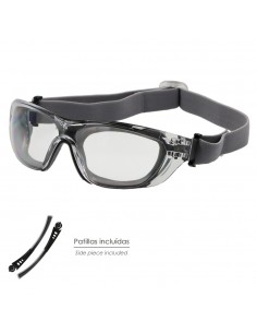 Gafas de Seguridad Acolchadas Cristales Transparentes Con Patillas o Goma Elastica.  Patillas Engomadas EN/166