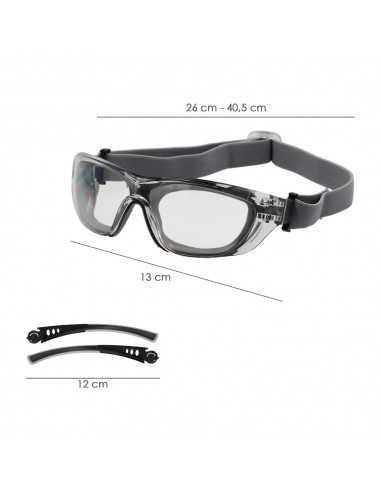 Gafas de Seguridad Acolchadas Cristales Transparentes Con Patillas o Goma Elastica.  Patillas Engomadas EN/166
