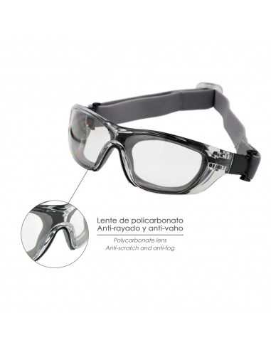 Gafas de Seguridad Acolchadas Cristales Transparentes Con Patillas o Goma Elastica.  Patillas Engomadas EN/166