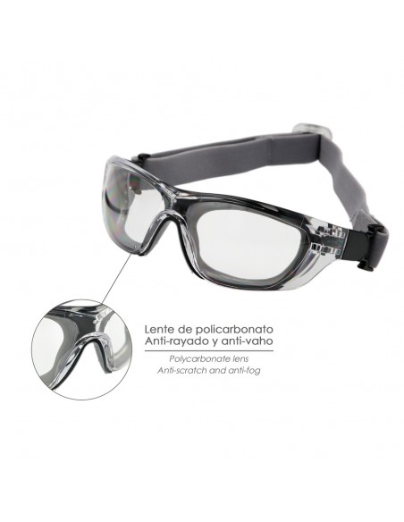 Gafas de Seguridad Acolchadas Cristales Transparentes Con Patillas o Goma Elastica.  Patillas Engomadas EN/166