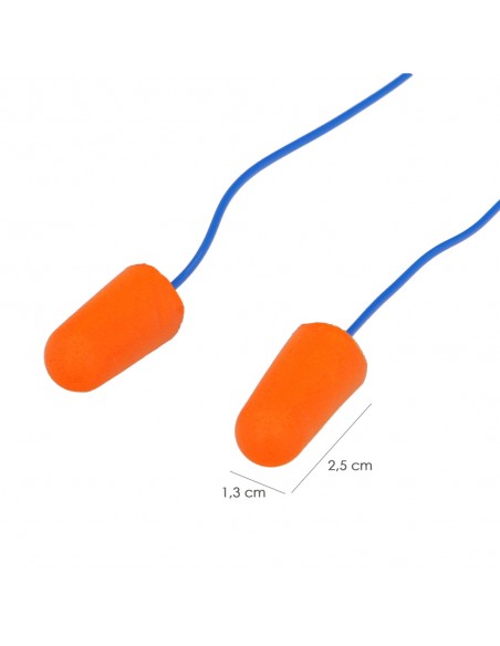 Tapón Espuma Para Oídos 2 Tapones Con Cordon Snr 31Db Trabajar, Dormir, Estudiar, Leer, Viajar, Ronquidos, Proteccion Auditiva