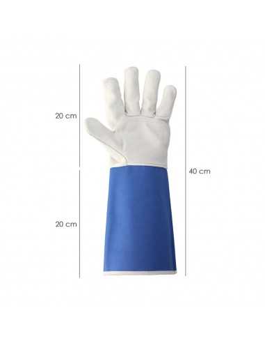 Guantes Piel Serraje Largos 40 cm. guante Resistente, Guante Comodo, Guantes De Trabajo, (Par)