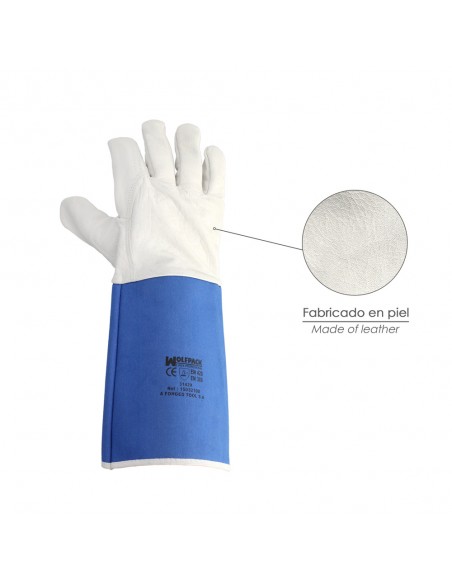 Guantes Piel Serraje Largos 40 cm. guante Resistente, Guante Comodo, Guantes De Trabajo, (Par)
