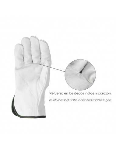 Guantes De Trabajo De Piel Flor De Vacuno, Proteccion Laboral, Riesgos Mecanicos, Guantes De Seguridad De Cuero. Talla 7" (Par)