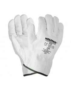 Guantes De Trabajo De Piel Flor De Vacuno, Proteccion Laboral, Riesgos Mecanicos, Guantes De Seguridad De Cuero. Talla 8" (Par)