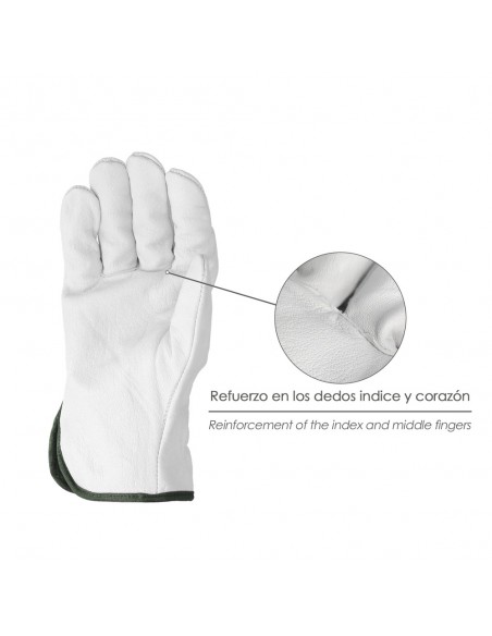 Guantes De Trabajo De Piel Flor De Vacuno, Proteccion Laboral, Riesgos Mecanicos, Guantes De Seguridad De Cuero. Talla 8" (Par)