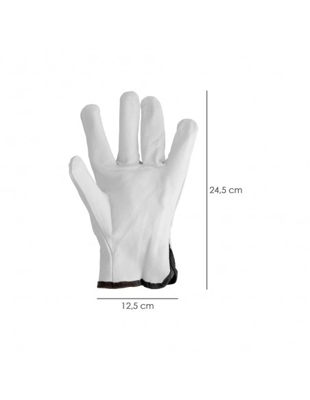Guantes De Trabajo De Piel Flor De Vacuno, Proteccion Laboral, Riesgos Mecanicos, Guantes De Seguridad De Cuero. Talla 9" (Par)