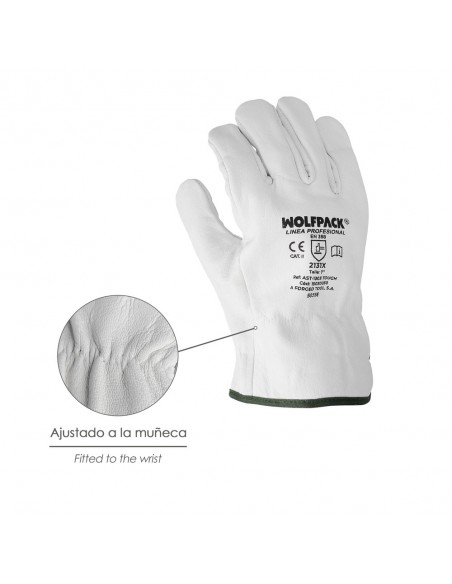 Guantes De Trabajo De Piel Flor De Vacuno, Proteccion Laboral, Riesgos Mecanicos, Guantes De Seguridad De Cuero. Talla 10" (Par)