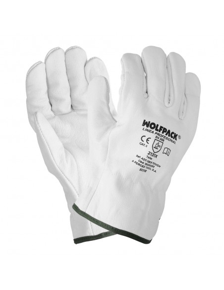 Guantes De Trabajo De Piel Flor De Vacuno, Proteccion Laboral, Riesgos Mecanicos, Guantes De Seguridad De Cuero. Talla 11" (Par)