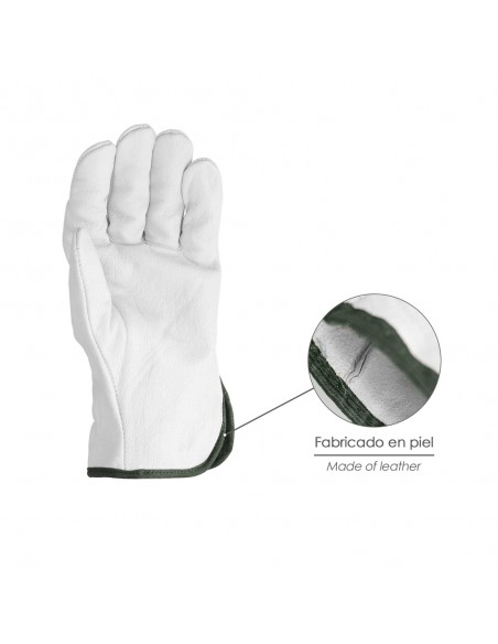 Guantes De Trabajo De Piel Flor De Vacuno, Proteccion Laboral, Riesgos Mecanicos, Guantes De Seguridad De Cuero. Talla 11" (Par)