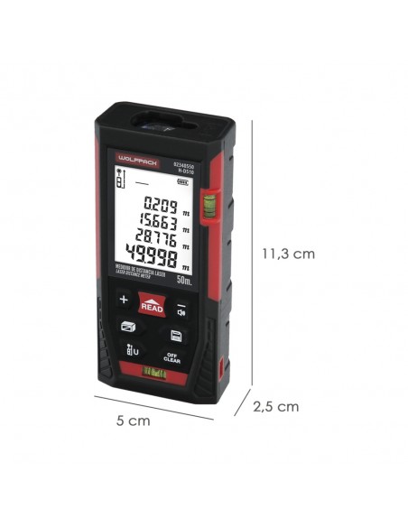 Medidor Laser 10 Funciones 50m Funciona Con 2 Pilas AAA (No Incluido)