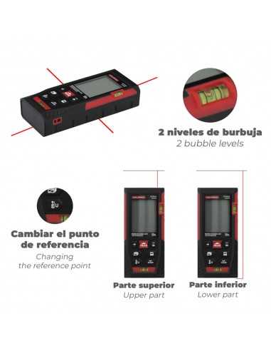 Medidor Laser 10 Funciones 50m Funciona Con 2 Pilas AAA (No Incluido)