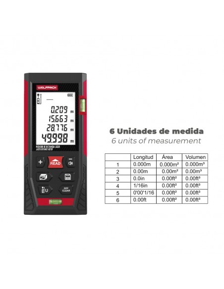 Medidor Laser 10 Funciones 50m Funciona Con 2 Pilas AAA (No Incluido)