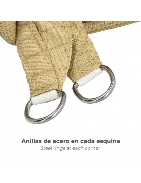 Toldo Vela Sombra Jardin Triangular Beige 5,0 x 5,0 metros.