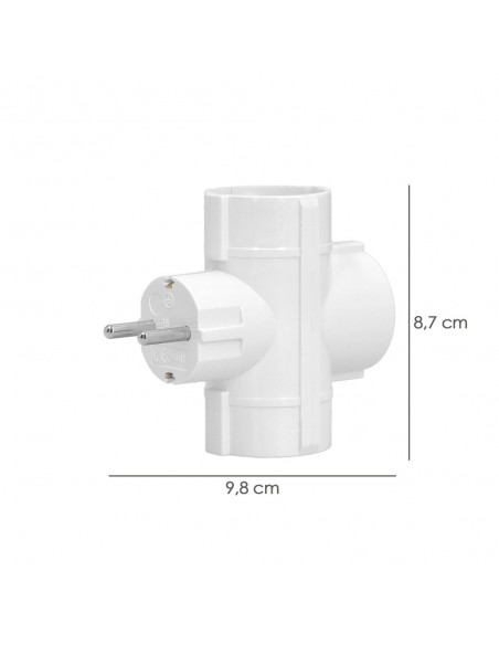 Adaptador Triple Schuko 16 A 250 V.