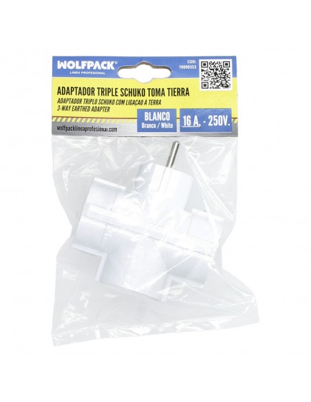 Adaptador Triple Schuko 16 A 250 V.