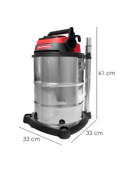 Aspirador Inoxidable 30 Litros / 1400 Watt. Interruptor Sincronizado.