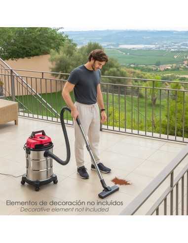 Aspirador Inoxidable 30 Litros / 1400 Watt. Interruptor Sincronizado.