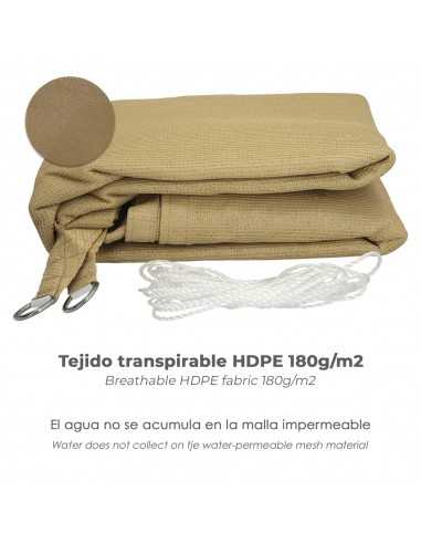 Toldo Vela Sombra Jardin Triangular 3,6x3,6x3,6 metros Beige
