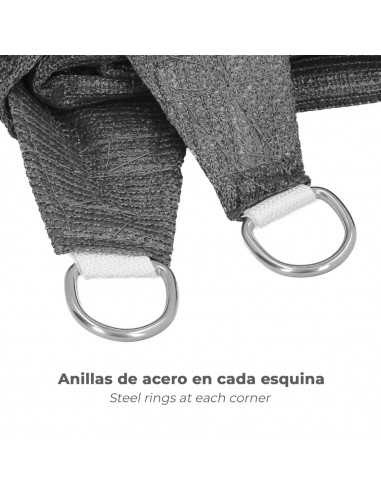 Toldo Vela Sombra Jardin Triangular 3,6x3,6x3,6 metros Gris