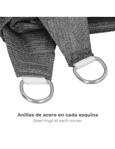 Toldo Vela Sombra Jardin Triangular 3,6x3,6x3,6 metros Gris