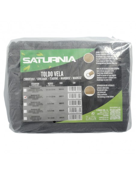 Toldo Vela Sombra Jardin Triangular 3,6x3,6x3,6 metros Gris