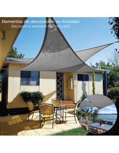 Toldo Vela Sombra Jardin Triangular 3,6x3,6x3,6 metros Gris